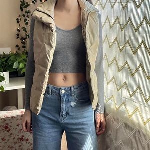 Merona Gold Tan Button Puffer Vest